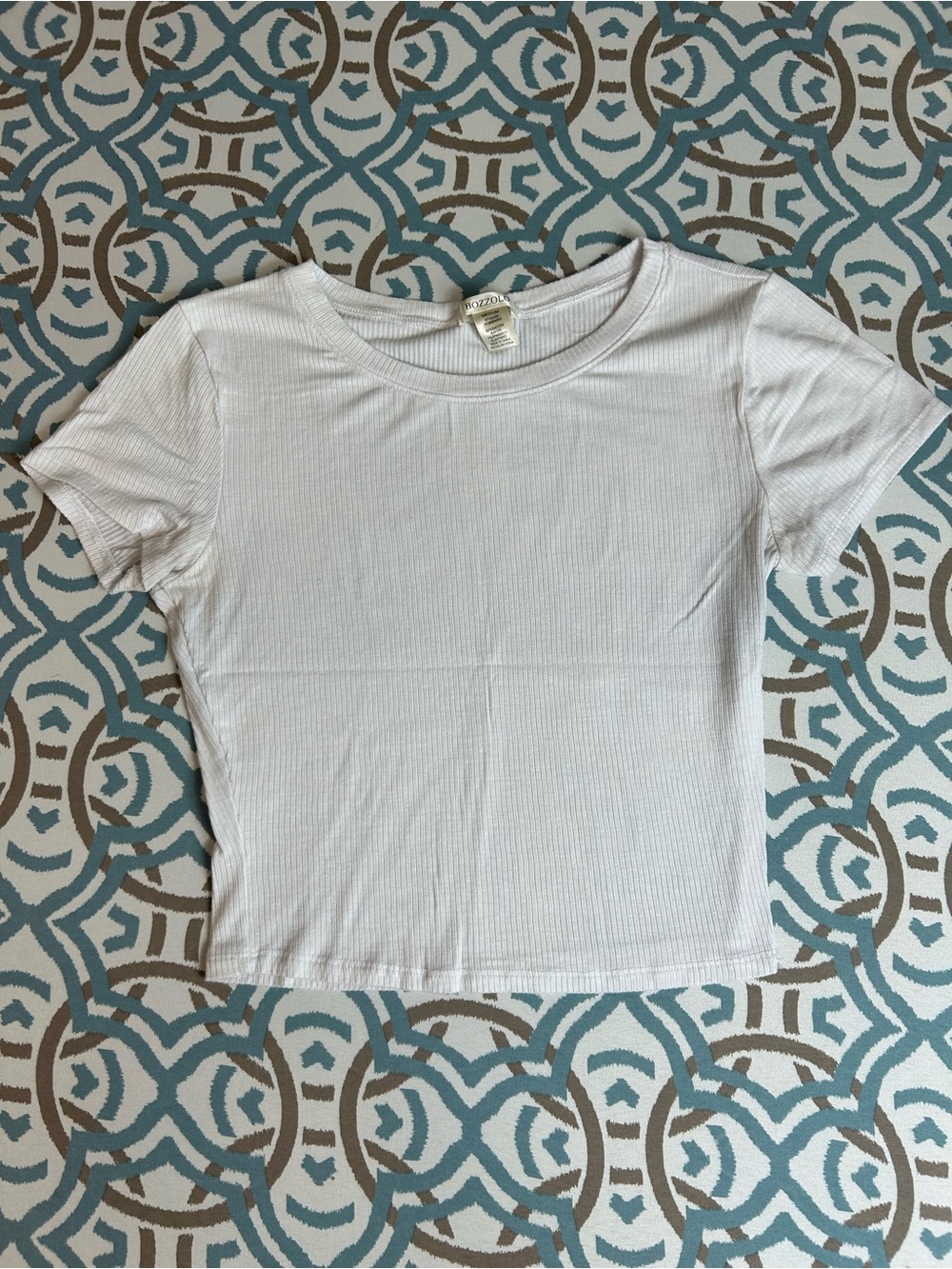 Bozzolo White Ribbed Short Sleeve Tee